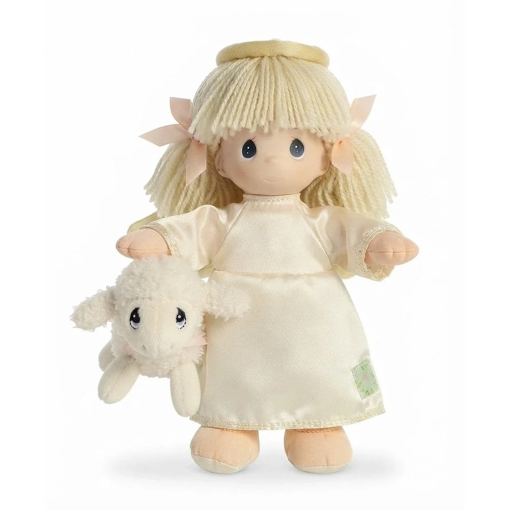NIB! Precious Moments Angel Plush Doll Lamb Baby Collection Cream Satin Gown
